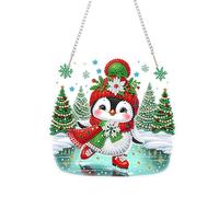 Lebartm Pingouin 02 - Pendentif diamant à faire soi-même - Décoration de Noël en forme de pingouin irrégulière à suspendre sur un seul côté - Pour maison, jardin, mur, porte