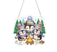 Lebartm Pingouin 05 - Pendentif diamant à faire soi-même - Décoration de Noël en forme de pingouin irrégulière à suspendre sur un seul côté - Pour maison, jardin, mur, porte
