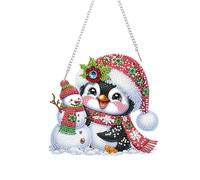 Lebartm Pingouin 09 - Pendentif diamant à faire soi-même - Décoration de Noël en forme de pingouin irrégulière à suspendre sur un seul côté - Pour maison, jardin, mur, porte