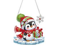 Lebartm Pingouin 13 Décoration de Noël en forme de pingouin en diamant à suspendre sur un seul côté pour maison, jardin, mur, porte