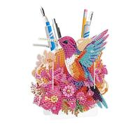 Lebartm Porte-stylo à peinture diamant à faire soi-même - Ornements de bureau - Porte-crayons double face - Porte-pinceaux de maquillage - Fournitures de bureau pour la maison, l'école - Colibri 02
