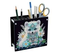 Lebartm Porte-stylo à peinture diamant à faire soi-même - Ornements de bureau - Porte-crayons double face - Porte-pinceaux de maquillage - Fournitures de bureau - Renard arctique