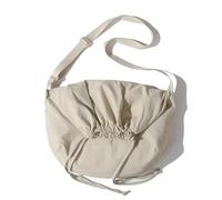 Lebartm Sac à bandoulière avec cordon de serrage pour femme - Sac à bandoulière décontracté en nylon - Sac à main Hobo - Sac à épaule pour le bureau et les voyages, beige, Medium