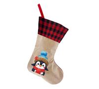 Lebartm Sac cadeau de peinture diamant - Sac cadeau de Noël - Sac cadeau en lin - Décoration d'ambiance festive - Pendentif - Point latéral - Pingouin