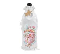 Lebartm Sacs à bouteilles de vin de Noël avec cordon de serrage pour peinture diamant en lin pour Noël, fête, mariage, anniversaire, voyage, Bouquet rose., Noël