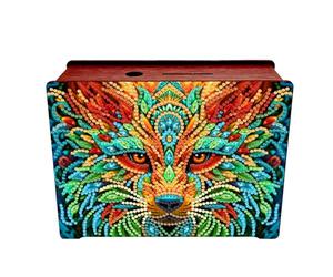 Lebartm Tirelire en diamant à faire soi-même - Motif créatif de Noël - Pièces de monnaie en bois - Tirelire réutilisable - Kit mosaïque - Ornements de table (renard)