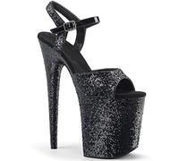 LEBE 20cm Talons Hauts Pompes de Mode Sexy Stiletto Party Shoes Pole Dancing Model Catwalk Chaussures-Black||44