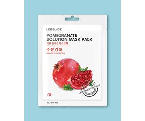 Lebelage Masque en tissu hydratant pour le visage à l'extrait de grenade Pomegrante Solution Mask - 23 ml / 1 pc