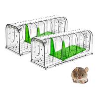 Lebendfalle für Maus Mausefalle 2er Set, Tierfreundliche Hygenische Mäusefalle mit Doppeltüren, Innovative Hochsensitive Lebendfalle Maus, Quick Release Ausgang, Keiner Kontakt mit Mäusen, transparent