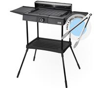 LEBENLANG 2in1 Barbecue electrique sur pied - Pieds & Pince à griller inclus I Grille viande électrique I Plancha électrique xxl Barbecue électriques exterieur I Barbecues d'extérieur Grills BBQ