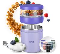 LEBENLANG Bol Pour Muesli À Emporter Avec Cuillère - 650ml | Paroi Intérieure Isolante Inox I Pot De Yaourt Cereal a emporter Yaourt Cereales Petit Dejeuner Porridge Cup Tasse A Emporter