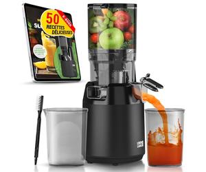 LEBENLANG Centrifugeuse extracteur de jus - Livre de recettes incl. & grande ouverture de 130 mm I Parfait pour les fruits et légumes entiers 100% sans BPA I Slow Juicer Machine Extracteurs legumes