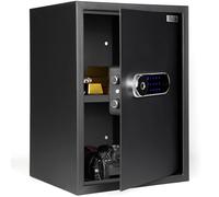 LEBENLANG Coffre fort 43L - Avec capteur d'empreintes digitales & porte-documents anti feu I Coffres-forts et accessoires de pour la maison I Grand Safe mural Coffre-fort code a clef Meuble cofre fort