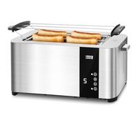 LEBENLANG Grille-Pain Inox 4 Fentes Longues - Écran Tactile LED & 7 Modes I 1400W I Large Fente Smart Vintage I Baguette