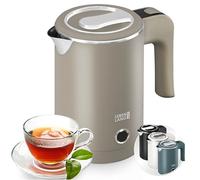 LEBENLANG Mini bouilloire electrique en acier inoxydable - 500ml & Sans plastique I 600W Petite Bouilloires électriques de voyage blanche I Boulloire silencieuse Electric Kettle electriques 0.5l