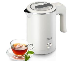 LEBENLANG Mini bouilloire electrique en acier inoxydable - 500ml & Sans plastique I 600W Petite Bouilloires électriques de voyage blanche I Electric Kettle electriques 0.5l Boulloire silencieuse