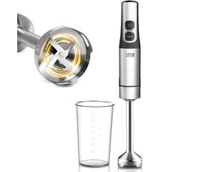 LEBENLANG Mixeur plongeant 1500W Acier inoxydable - Gobelet doseur 800ml & protection anti-éclaboussures I Réglable en continu & Turbo I Blender mixeur Mixer plongeur cuisine Mixeurs plongeants soupe