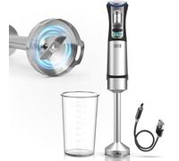 LEBENLANG Mixeur plongeant sans fil - Avec verre doseur de 800 ml et câble de charge USB-C I Mélangeur à purée sans fil en acier inoxydable Baguette magique Mixeur manuel Mixeur électrique Appareil de