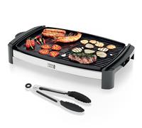 LEBENLANG Plancha électrique 2000W - Incl. Pince à griller I 45x30cm I Grill electrique pour exterieur & intérieur I Grills électriques inox xxl Planchas de table Barbecue extérieur camping Grillade