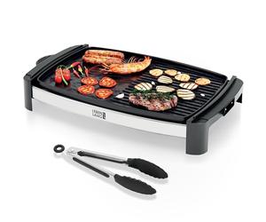 LEBENLANG Plancha électrique 2000W - Incl. Pince à griller I 45x30cm I Grill electrique pour exterieur & intérieur I Grills électriques inox xxl Planchas de table Barbecue extérieur camping Grillade