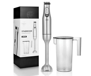 LEBENLANG Premium 1200W Mixeur plongeant acier inoxydable - Avec gobelet gradué 1000ml & protection anti-éclaboussures I Réglable en continu & Turbo I Mixer plongeur blender Mixeurs soupe Hand blender