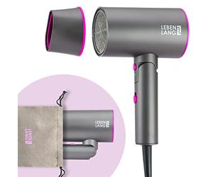 LEBENLANG Seche Cheveux Ionique 2100W - Anti-fourches avec mode air froid & buse de styling I Gris | Sèche cheveux voyage pliable petit | Hair Dryer Sèche-cheveux Sechoir cheveux professionnel