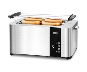 LEBENLANG Toaster grille pain Inox 4 fentes longues - Écran tactile LED & 7 modes I 1400W Grille-pains tactile I Grille-pain large fente smart vintage Grillé Grill pain baguette