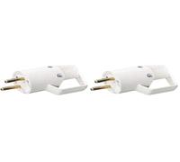 Lébénoïd - Fiche mâle 2P+T 16A IP40 à anneau - Blanc (Lot de 2)