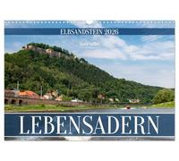 Lebensadern - Elbsandstein (Wandkalender 2026 DIN A3 quer), CALVENDO Monatskalender: Belebendes Nass, von Fluss bis Bach