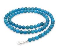 Lebensquelle Plus Chaîne à billes bleu apatite | Boules de 6 mm de diamètre avec fermoir en argent 925 | Chaîne en pierres précieuses de 45 cm de long, Acier inoxydable, Apatite