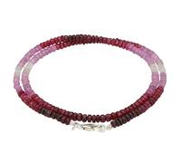 Lebensquelle Plus Collier de perles rubis à facettes I Élégant collier avec dégradé de couleur 45 cm I Collier de pierres précieuses avec fermoir en argent 925