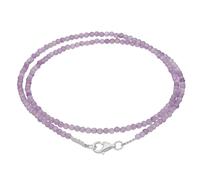 Lebensquelle Plus Collier en pierre précieuse améthyste - Fermoir en argent 925 avec perles facettes de 2 mm - Collier en pierre naturelle - Fabriqué à la main et élégant