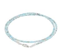 Lebensquelle Plus Collier pierres fines facettées 2 mm | Fermoir Argent 925 | 45 cm Collier en pierre naturelle fait main, fin et élégant | Bijou en cristal (Larimar)