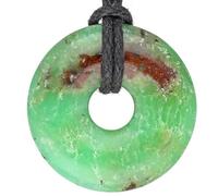 Lebensquelle Plus Donut en pierre précieuse Ø 30 mm + ruban en coton + carte de pierres précieuses | Collier pendentif en pierre naturelle | Collier en véritable pierre de guérison avec cordon, 30 mm