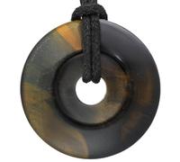 Lebensquelle Plus Donut en pierre précieuse Ø 30 mm + ruban en coton + carte de pierres précieuses | Collier pendentif en pierre naturelle | Collier avec cordon, 30 mm, Acier inoxydable, Divers