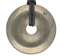 Lebensquelle Plus Donut en pierre précieuse Ø 40 mm + ruban en coton + carte des pierres précieuses | Collier pendentif en pierre naturelle | Collier en véritable pierre de guérison avec cordon, 40 mm