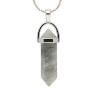 Lebensquelle Plus Double pointe sertie - Monture et œillet argentés - Pendentif en pierre précieuse, taille unique, Pierre, cristal de roche