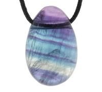 Lebensquelle Plus Fluorit Pendentif en Forme de Goutte avec chaîne en Cuir Multicolore