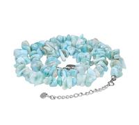 Lebensquelle Plus Larimar Guirlande à éclats | 45 + 5 cm de long | Chaîne en pierre précieuse de qualité supérieure avec fermoir, Acier inoxydable, Larimar