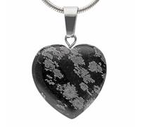 Lebensquelle Plus Obsidienne Pendentif en Forme de cœur avec Flocons de Neige 2 x 2 cm