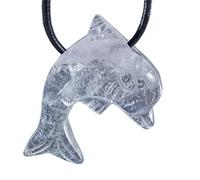 Lebensquelle Plus Pendentif dauphin en cristal de roche percé avec cordon en cuir.