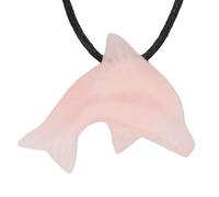 Lebensquelle Plus Pendentif dauphin - Pendentif en pierre précieuse - Pendentif en forme de dauphin - Pendentif percé avec cordon en coton, 3 x 2 cm, Gemme, Pierre précieuse.