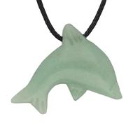 Lebensquelle Plus Pendentif dauphin - Pendentif en pierre précieuse - Pendentif en forme de dauphin - Pendentif percé avec cordon en coton, 3 x 2 cm, Gemme, Pierre précieuse.