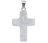 Lebensquelle Plus Pendentif en forme de croix - Croix avec œillet (goupillé) - 1,8 x 2,5 cm - Pendentif + carte en pierre précieuse (cristal de roche)