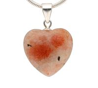Lebensquelle Plus Pendentif en forme de cœur en pierre de soleil | Pendentif en pierre précieuse | 1,5 x 1,5 cm Cœur avec œillet en argent 925, 2 cm, Pierre de soleil, pierre de soleil