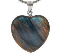 Lebensquelle Plus Pendentif en forme de cœur en pierre précieuse véritable - Œillet en argent 925 - Deux tailles - Pendentif en pierre naturelle - Bijou et idée cadeau, M (2 x 2 cm), Pierre