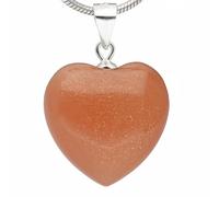 Lebensquelle Plus Pendentif en forme de cœur en pierre précieuse véritable - Œillet en argent 925 - Deux tailles - Pendentif en pierre naturelle - Bijou et idée cadeau (pierre de lune, foncé, M (2 x 2