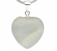 Lebensquelle Plus Pendentif en forme de cœur en pierre précieuse véritable - Œillet en argent 925 - Deux tailles - Pendentif en pierre naturelle - Bijou et idée cadeau (pierre de lune, clair, S (1,4 x