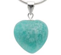 Lebensquelle Plus Pendentif en forme de cœur en véritable pierre précieuse - Œillet en argent 925 - Deux tailles - Pendentif en pierre naturelle - Bijou et idée cadeau (amazonite, S (1,4 x 1,4 cm)
