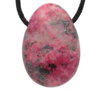 Lebensquelle Plus Pendentif en forme de goutte rare avec cordon en coton - Collier en pierre naturelle - Pendentif en pierre précieuse véritable - Pendentif goutte percé, 3 cm, Acier inoxydable